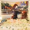 Home tapestry hanging cloth Japanese solar landscape wall hanging home bedside decoration background wall tapestry
