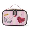 2021 stripe love printing storage bag Pu portable cosmetic bag European and American large capacity washing bag