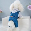 Pet four legged clothes teddy bear autumn winter clothes dog cotton clothes fashion thickened denim Suspenders