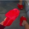 Casual fur all-in-one thick-soled slippers flat tie-dye women's shoes and fur shoes batch