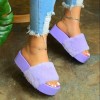 Casual fur all-in-one thick-soled slippers flat tie-dye women's shoes and fur shoes batch