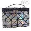 European and American fashion Lingge 3D laser Pu folding cosmetic bag portable travel handbag waterproof storage wash bag