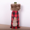 Christmas decoration magenta Black Plaid machine embroidered wool collar wine set Christmas decoration red wine bag champagne set