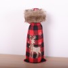 Christmas decoration magenta Black Plaid machine embroidered wool collar wine set Christmas decoration red wine bag champagne set