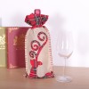 Linen Christmas wine set tether red grid cloth closure Christmas red wine bag Santa Claus printed wine set desktop decoration