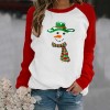 Fd155 women's holiday 2021 Christmas casual printed sweater contrast color long sleeve T-shirt women's wear