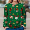 On0843 autumn winter 2021 European and American women's round neck loose sweater Christmas printed T-shirt