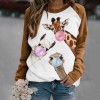 On0849 European and American women's 2021 splicing top Christmas print round neck T-shirt