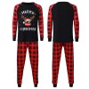 On0829 European and American leisure home clothes set long sleeve lattice printing Christmas parent-child clothes