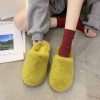 Candy-colored thick hairy slippers women wear net red flat bottom thick bottom large size 42 cotton slippers for autumn and winter