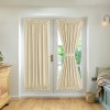Thickened plain French door curtain cloth through rod heat insulation shading glass door finished curtain