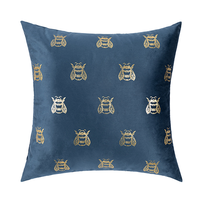 Modern simple gilded flannelette pillow case sofa cushion light luxury model room soft bag bed pillow waist pillow customized
