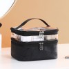 Double layer cosmetic bag box lattice portable women's makeup artist multifunctional storage, washing and makeup