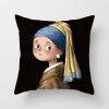 Home pillow case cartoon oil painting Van Gogh Mona Lisa series pillow case