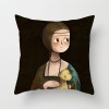 Home pillow case cartoon oil painting Van Gogh Mona Lisa series pillow case