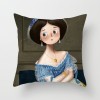 Home pillow case cartoon oil painting Van Gogh Mona Lisa series pillow case