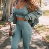 European and American Sexy Sports vest fitness suit women's suit long sleeved trousers seamless Yoga SUIT XL 