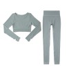 European and American Sexy Sports vest fitness suit women's suit long sleeved trousers seamless Yoga SUIT XL 