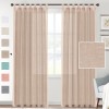 Linen blended semi transparent curtain cloth living room bedroom hanging curtain solid color light luxury finished fabric curtain window screen