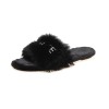 Embroidered plush slippers women's autumn open-toe flat-bottomed warm plush slippers for women