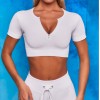 European and American drawstring zipper sports long sleeve fitness suit set women's seamless Yoga suit 
