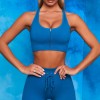 European and American drawstring zipper sports long sleeve fitness suit set women's seamless Yoga suit 