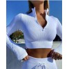 European and American drawstring zipper sports long sleeve fitness suit set women's seamless Yoga suit 