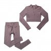 European and American drawstring zipper sports long sleeve fitness suit set women's seamless Yoga suit 
