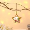 Santa Claus forest wooden luminous pendant Christmas tree ornament round five pointed star Pendant