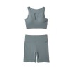 Sexy V-neck vest and shorts tight seamless Yoga suit set women's European and American fitness suit 