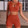 Sexy V-neck vest and shorts tight seamless Yoga suit set women's European and American fitness suit 