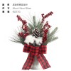 Plaid welcome wooden card Christmas Wreath Christmas decorations pendant door hanging