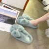 Large size bowknot plush slippers women thick-soled rhinestone warm plush flip-flops