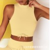 Lace up sports bra high waist seamless Fitness Yoga suit European and American Yoga long sleeve suit women 