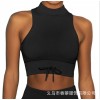 Lace up sports bra high waist seamless Fitness Yoga suit European and American Yoga long sleeve suit women 