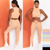 Lace up sports bra high waist seamless Fitness Yoga suit European and American Yoga long sleeve suit women 