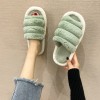 Plus size plush slippers female home one-word caterpillar home couple cotton slippers