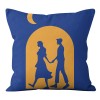 Home Blue abstract geometric pillow cover maple leaf grass pattern sofa living room decorative pillow cover