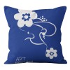 Home Blue abstract geometric pillow cover maple leaf grass pattern sofa living room decorative pillow cover