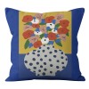 Home Blue abstract geometric pillow cover maple leaf grass pattern sofa living room decorative pillow cover