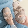 Winter warmth and non-slip thick-soled home use mute home cartoon plush cotton slippers female couple