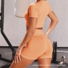 Thickened European and American seamless knitting fitness sports short sleeve shorts Yoga suit fitness suit 