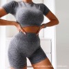 Thickened European and American seamless knitting fitness sports short sleeve shorts Yoga suit fitness suit 
