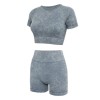 European and American Yoga suit female summer shorts short sleeve suit sand wash imitation cowboy fitness suit Yoga suit 
