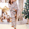 Fd652 Europe and America 2021 autumn and winter deer full print Christmas parent-child home clothes Pajama Set