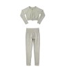 Sand washed imitation denim seamless knitted Yoga suit women's European and American double zipper long sleeve sports fitness suit 
