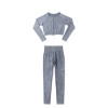 Sand washed imitation denim seamless knitted Yoga suit women's European and American double zipper long sleeve sports fitness suit 
