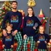 Fd654 Euro American 2021 Christmas alphabet printed top Plaid casual pants parent-child two-piece set