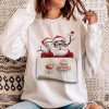 Fd669 autumn and winter 2021 European and American women's white Long Sleeve round neck Santa Claus printed sweater