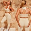 2021 autumn and winter seamless yoga clothes European and American thread knitted bra Pants Set women's sports fitness clothes 